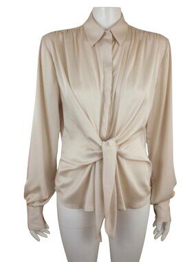 Karmamia Lee Shirt Porcelain Beige Womens M Long Sleeve Button & Tie Front